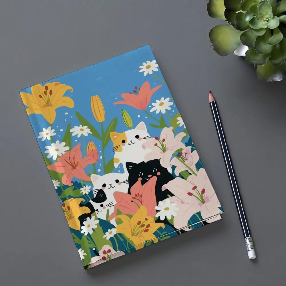 Cute Cats Among Lilies Floral Garden – Notebooks