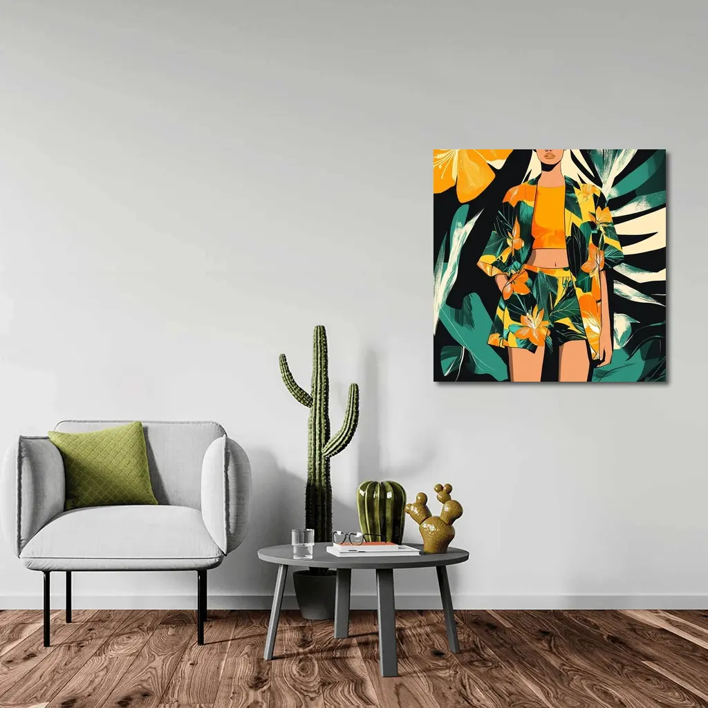 Tropical Floral Fashion Illustration Bold Graphic – Wall Art