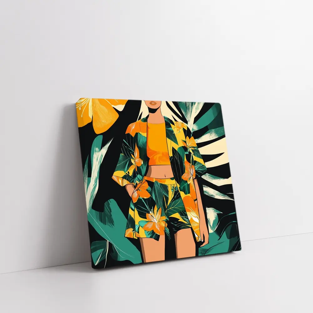 Tropical Floral Fashion Illustration Bold Graphic – Wall Art