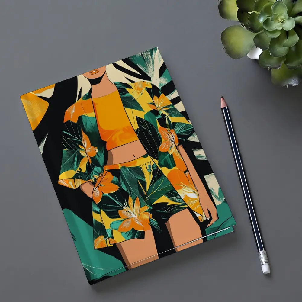 Tropical Floral Fashion Illustration Bold Graphic – Notebooks