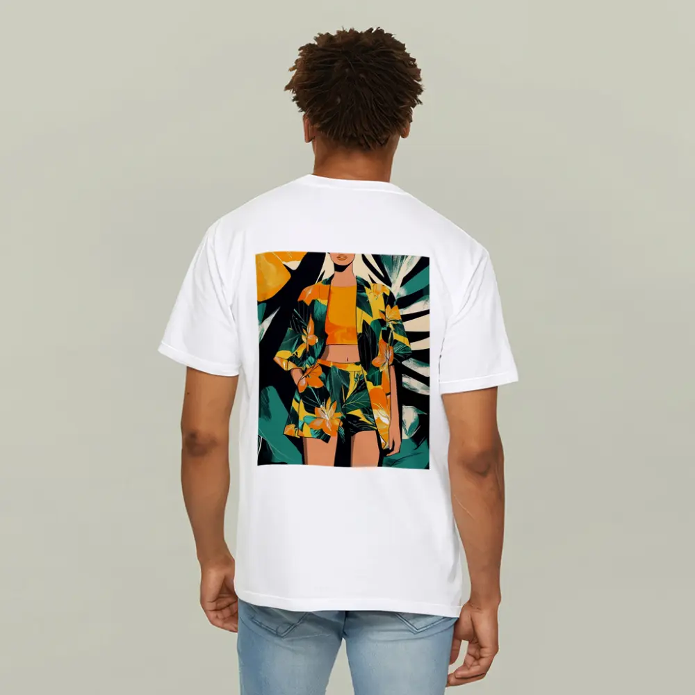Tropical Floral Fashion Illustration Bold Graphic – T-Shirts