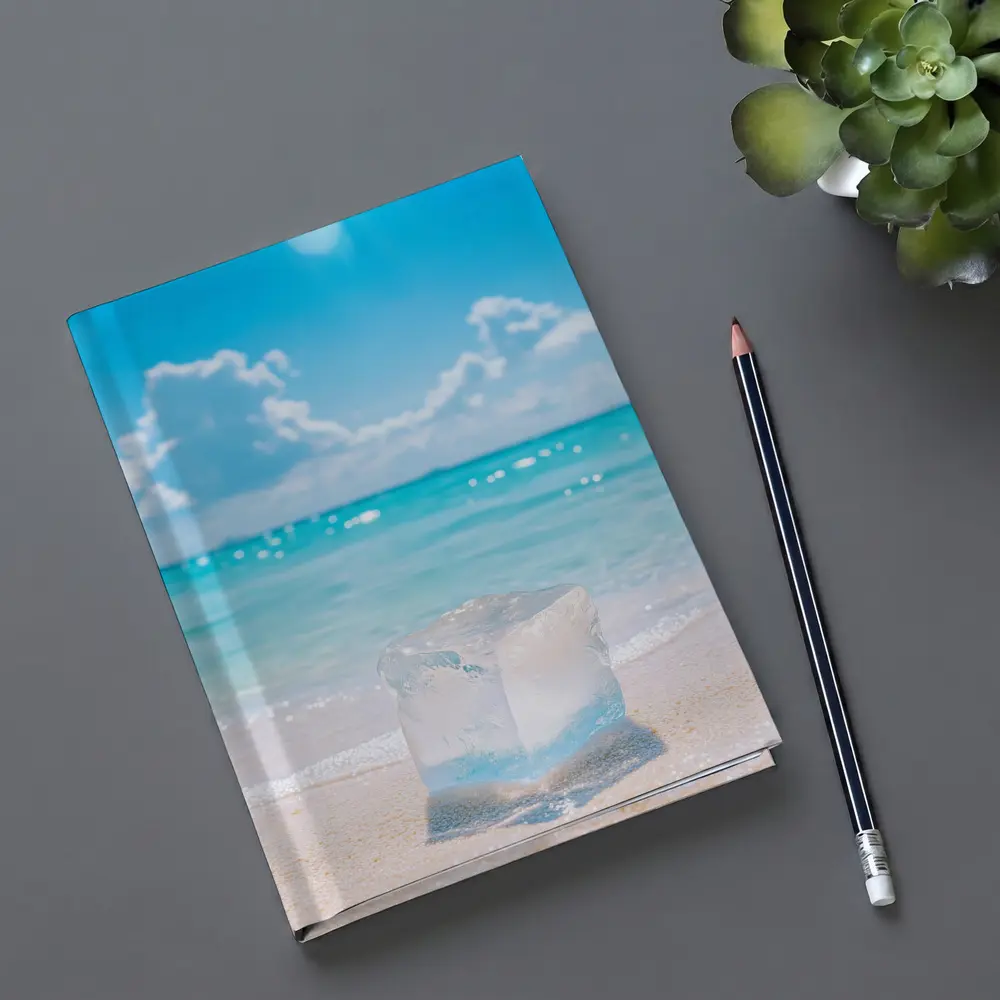 Ice Cube On Sunny Tropical Beach Shore – Notebooks