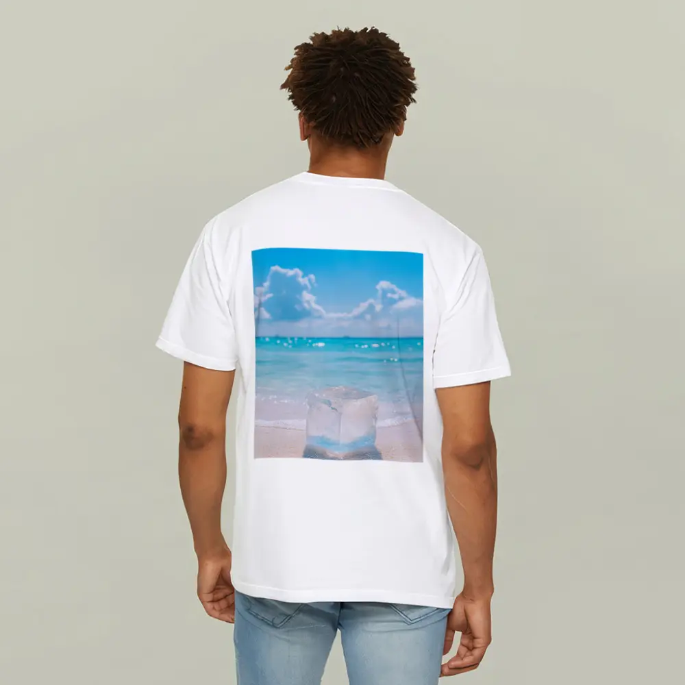 Ice Cube On Sunny Tropical Beach Shore – T-Shirts