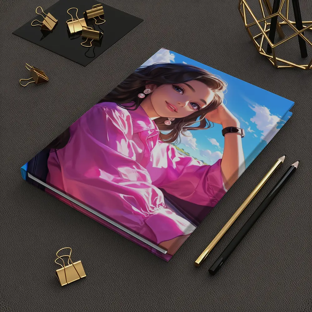 Anime Girl Pink Shirt Blue Sky – Notebooks