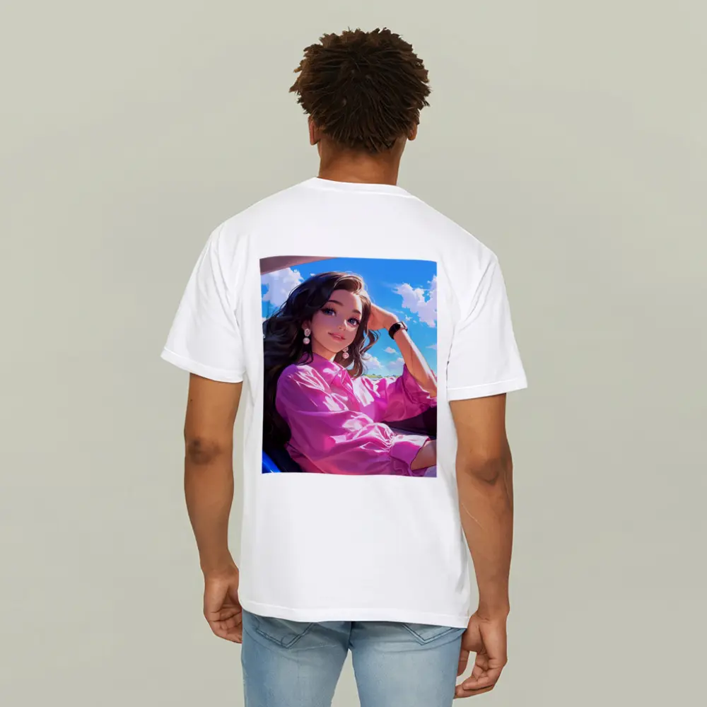 Anime Girl Pink Shirt Blue Sky – T-Shirts