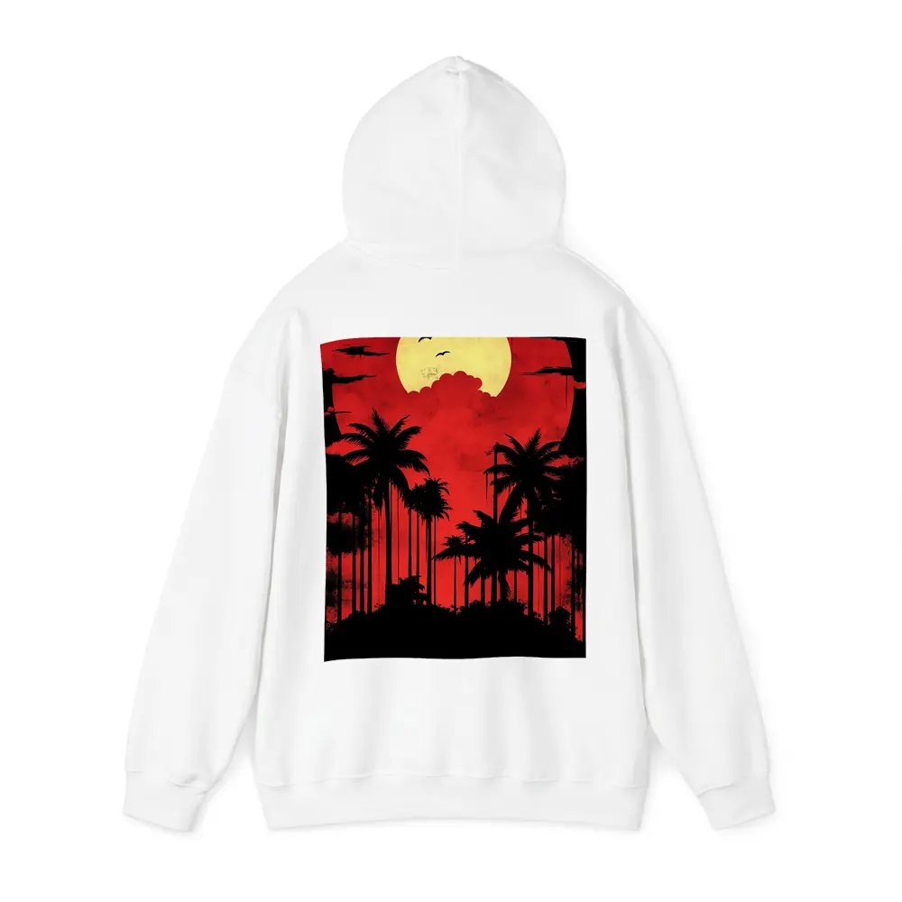 Red Moon Palm Tree Silhouette Night Sky – Hoodies