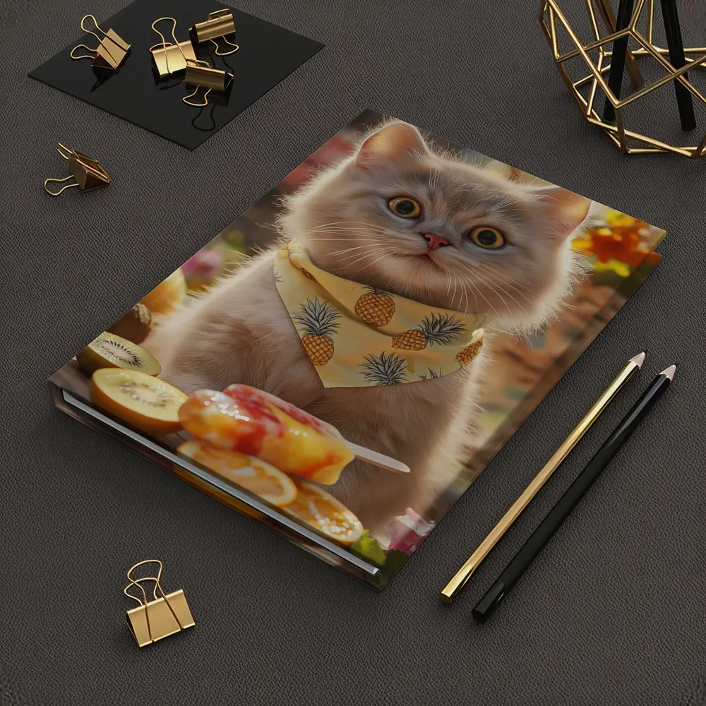 British Shorthair Cat With Summer Fruits – Notebooks