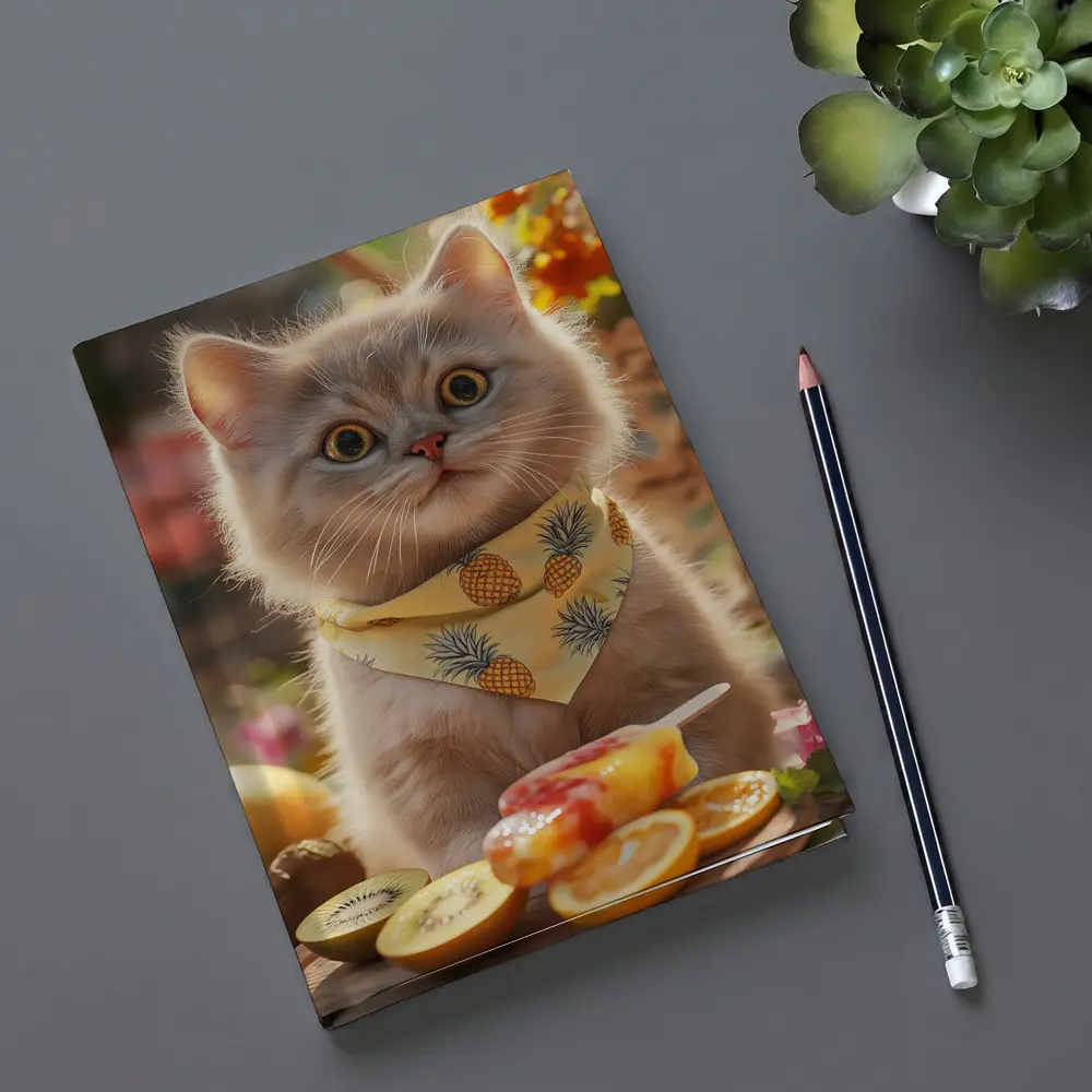 British Shorthair Cat With Summer Fruits – Notebooks