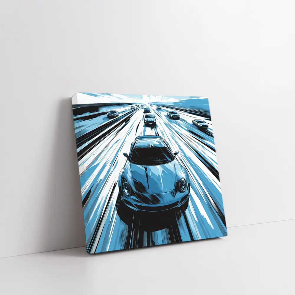 Porsche 911 Speed Highway Comic Art Style – Wall Art
