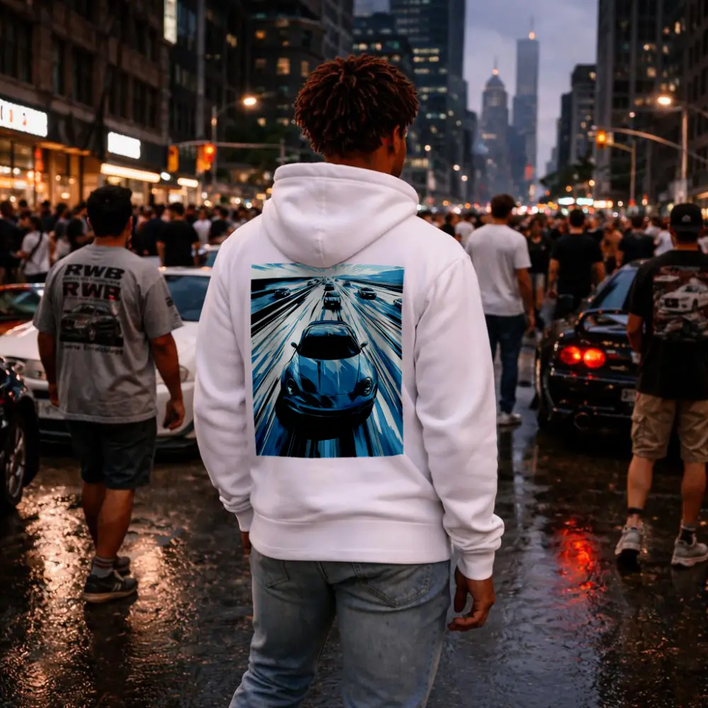 Porsche 911 Speed Highway Comic Art Style – Hoodies