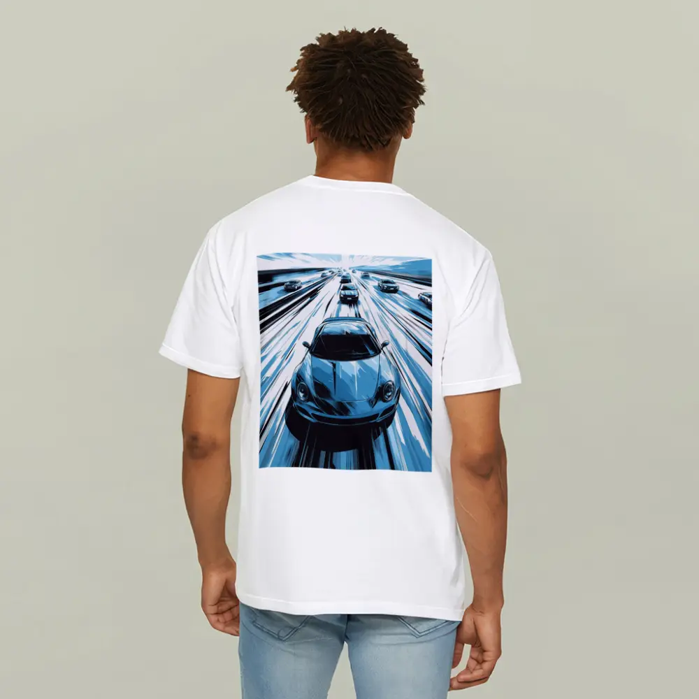 Porsche 911 Speed Highway Comic Art Style – T-Shirts