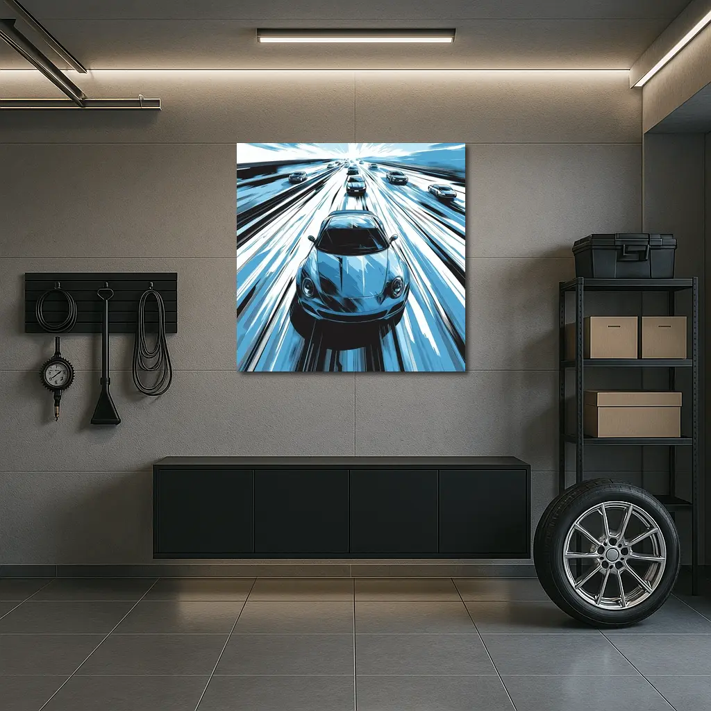 Porsche 911 Speed Highway Comic Art Style – Wall Art