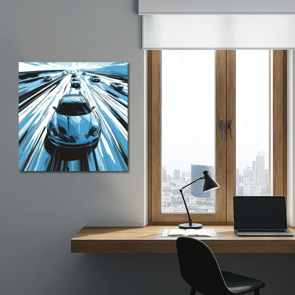 Porsche 911 Speed Highway Comic Art Style – Wall Art