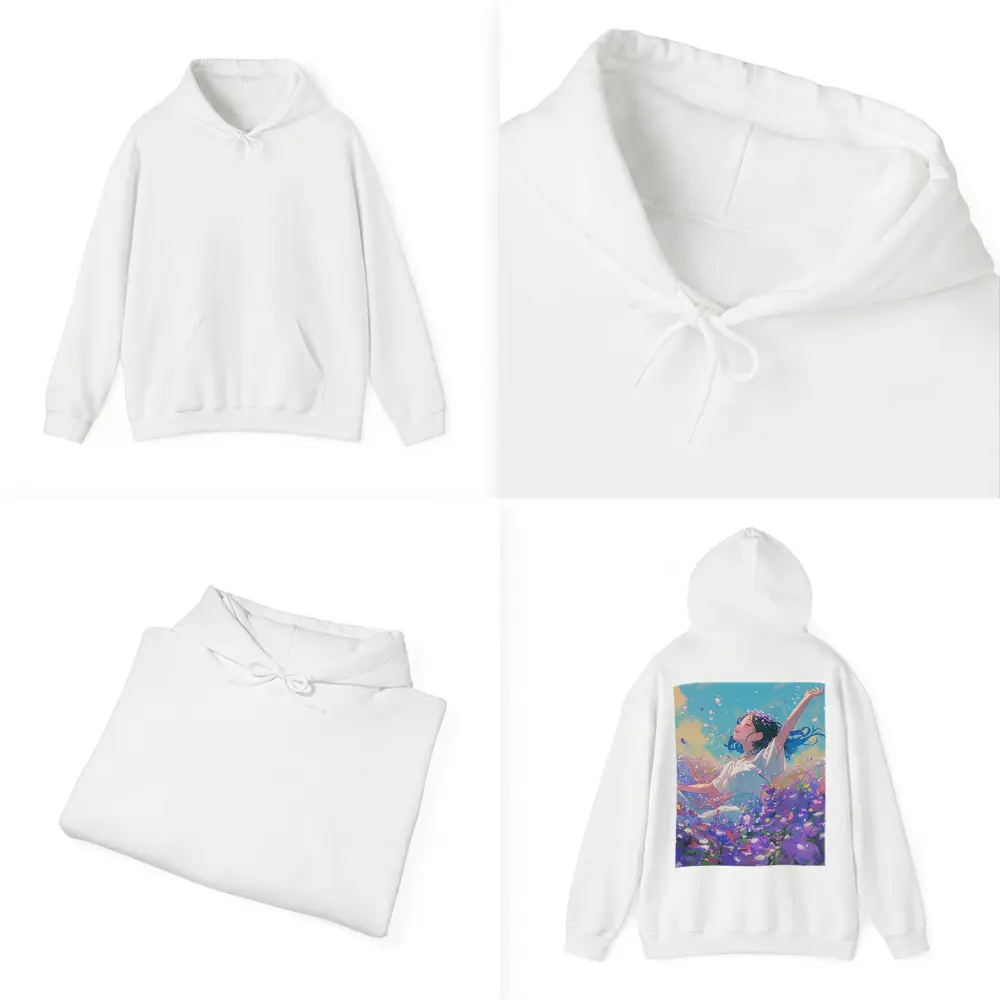 Anime Girl Dancing In Purple Flower Field – Hoodies