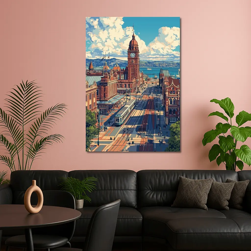 Belfast City Hall Clock Tower Street Scene – Wall Art