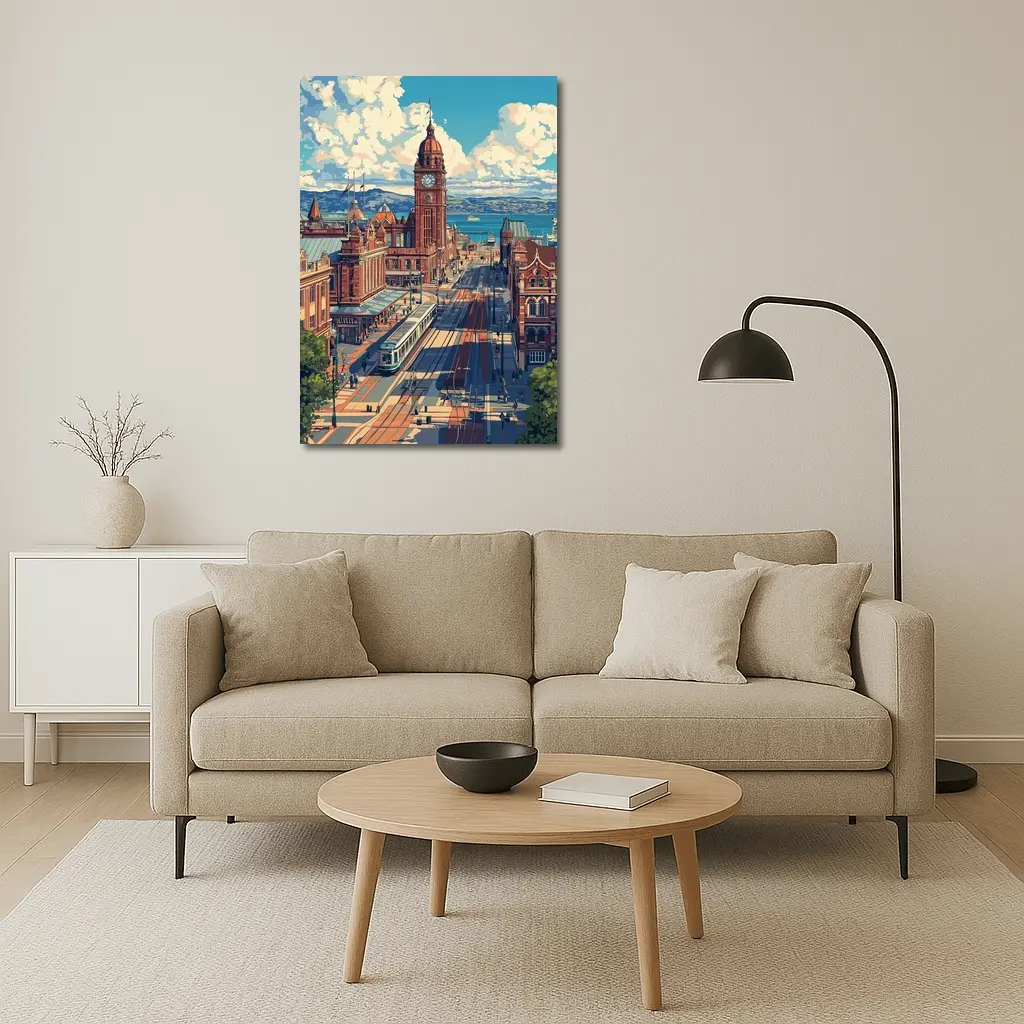 Belfast City Hall Clock Tower Street Scene – Wall Art