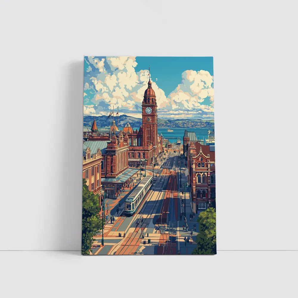 Belfast City Hall Clock Tower Street Scene – Wall Art