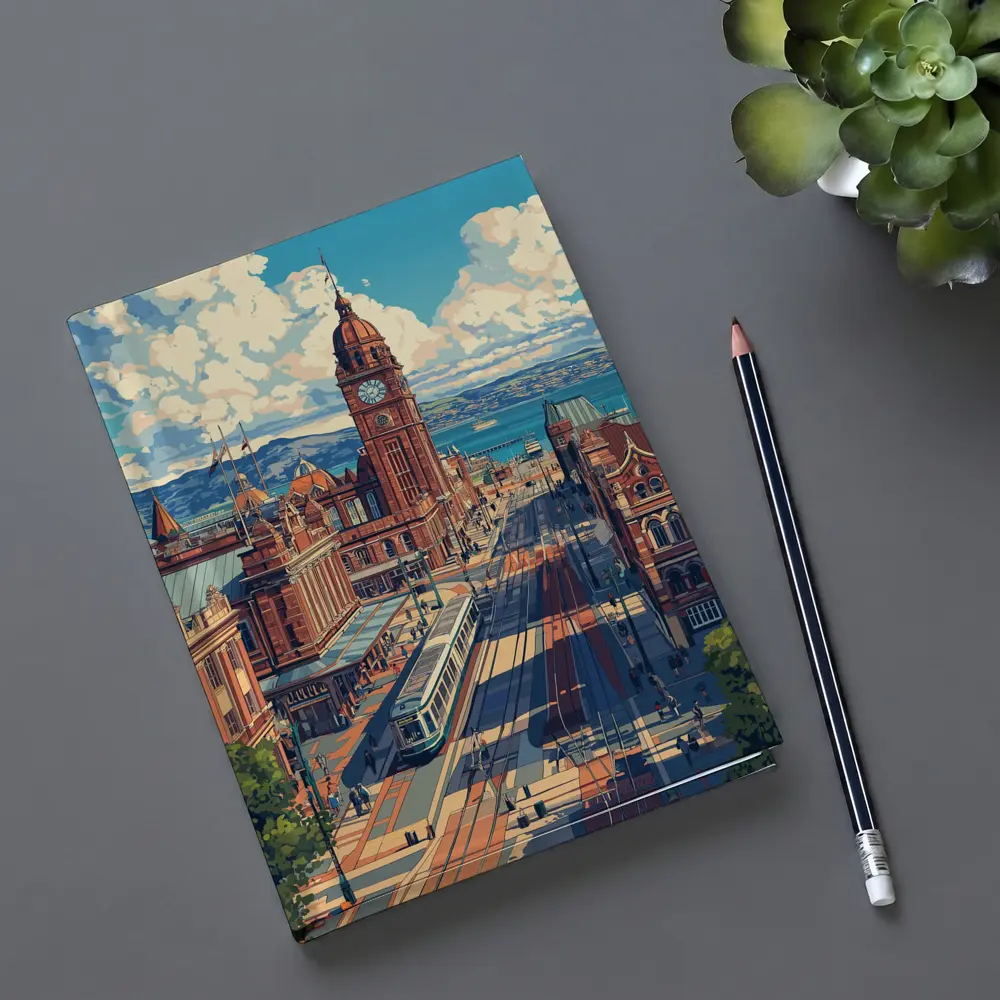 Belfast City Hall Clock Tower Street Scene – Notebooks
