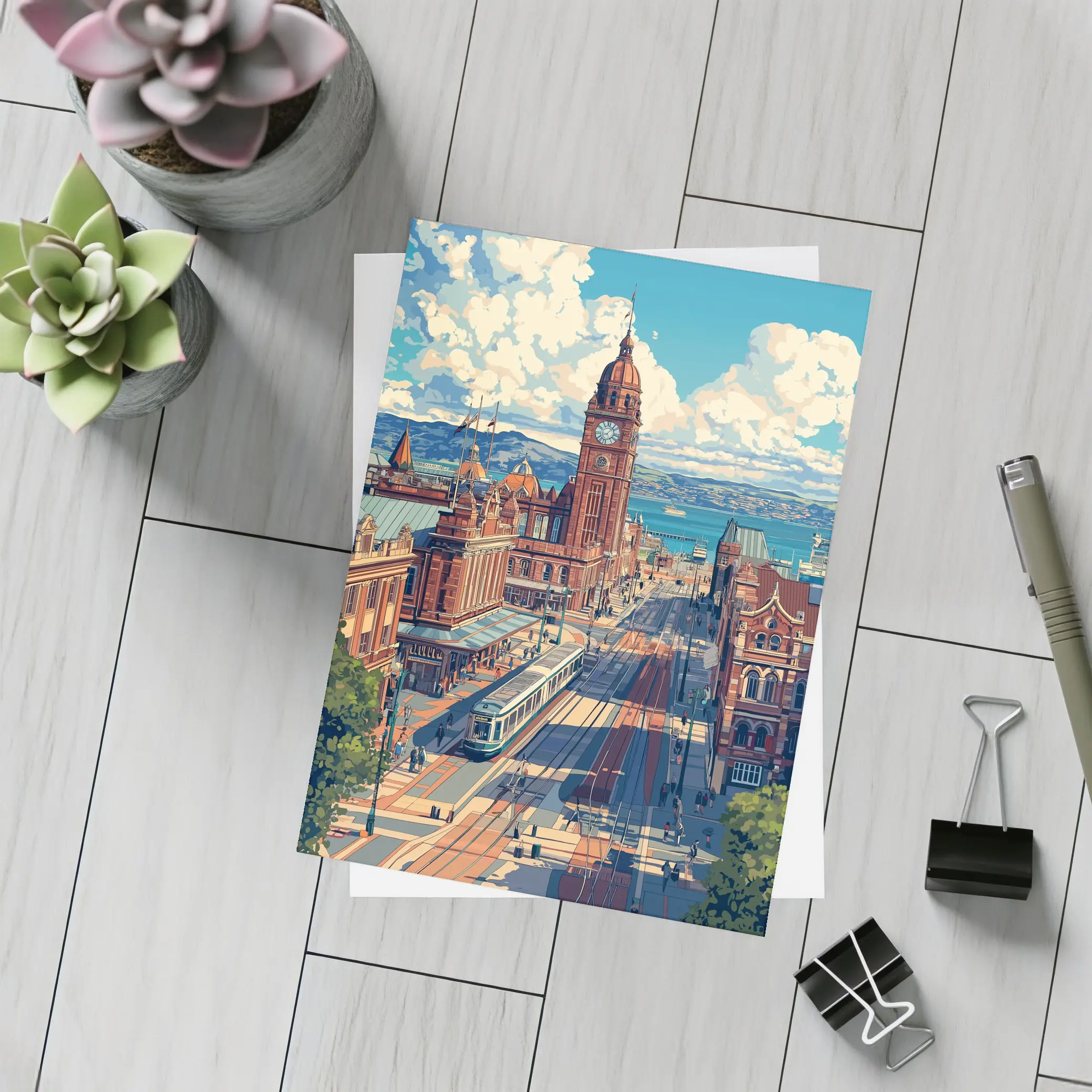 Belfast City Hall Clock Tower Street Scene – Postcards