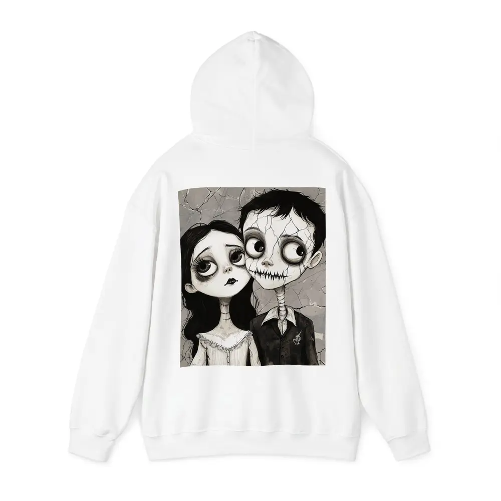 Gothic Cartoon Couple Dark Cracked Illustration – Hoodies