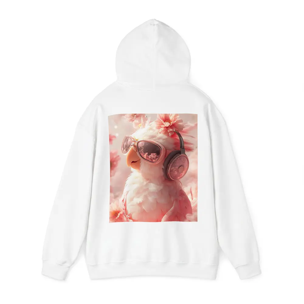 Cool Parrot With Sunglasses Pink Floral Background – Hoodies