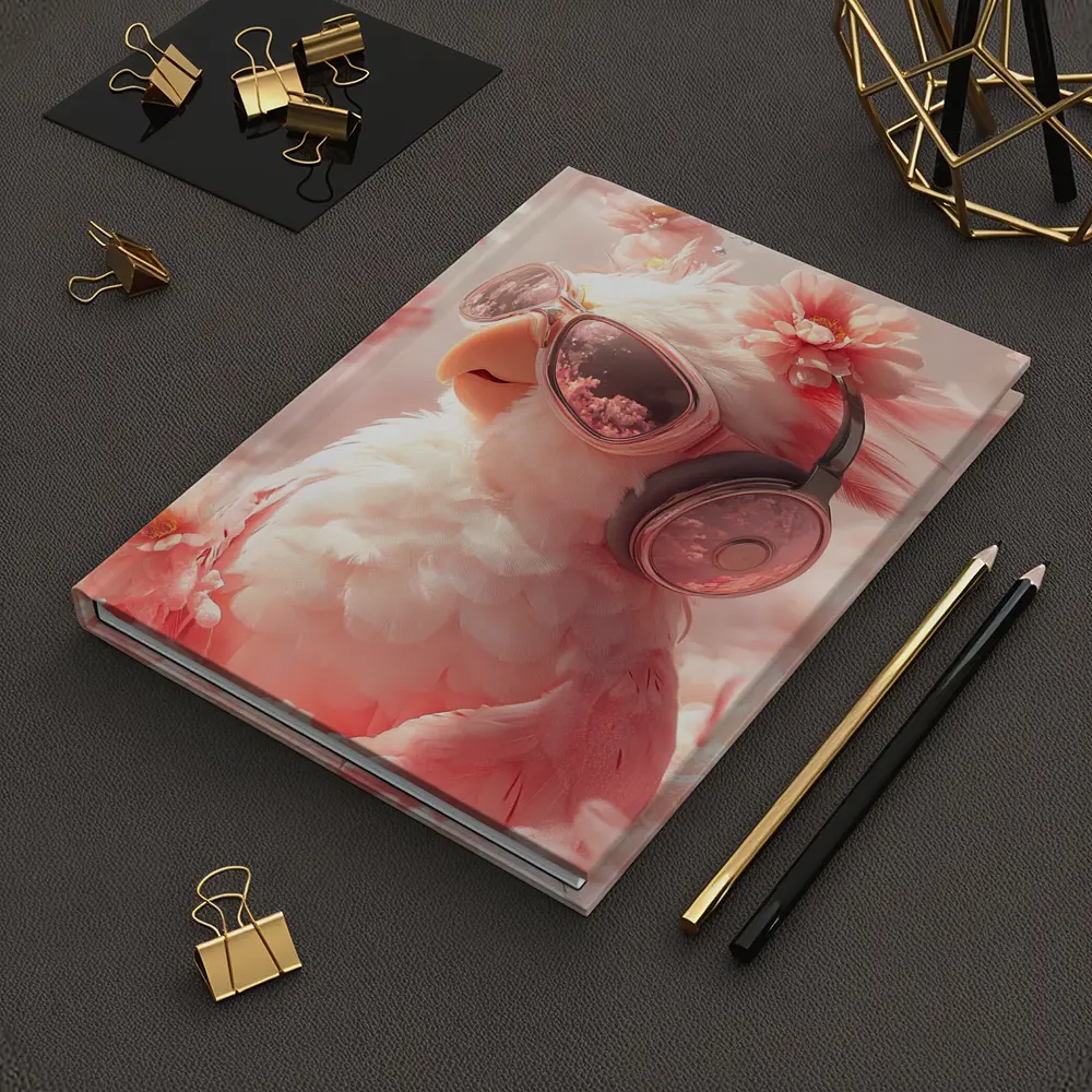 Cool Parrot With Sunglasses Pink Floral Background – Notebooks