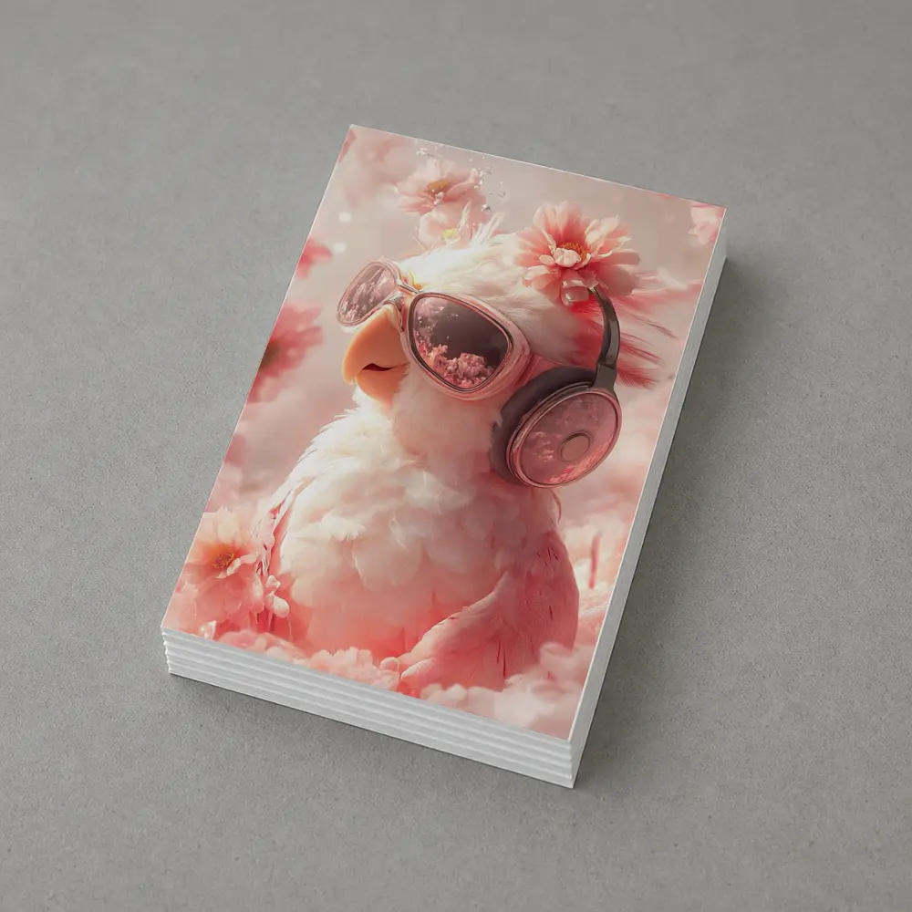Cool Parrot With Sunglasses Pink Floral Background – Postcards