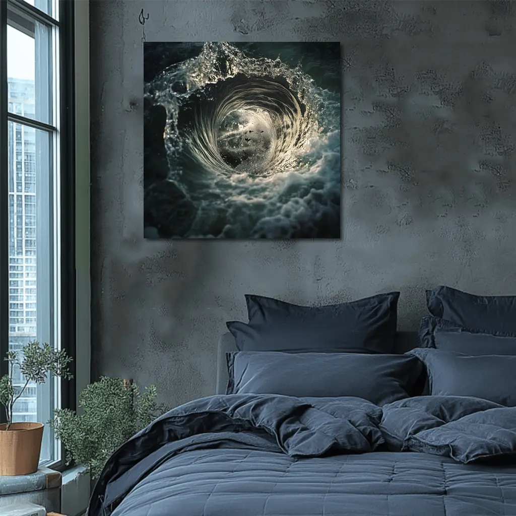 Ocean Wave Tunnel With Birds Inside – Wall Art