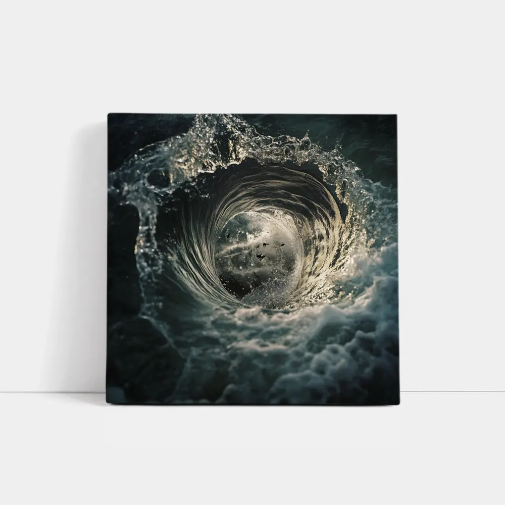 Ocean Wave Tunnel With Birds Inside – Wall Art
