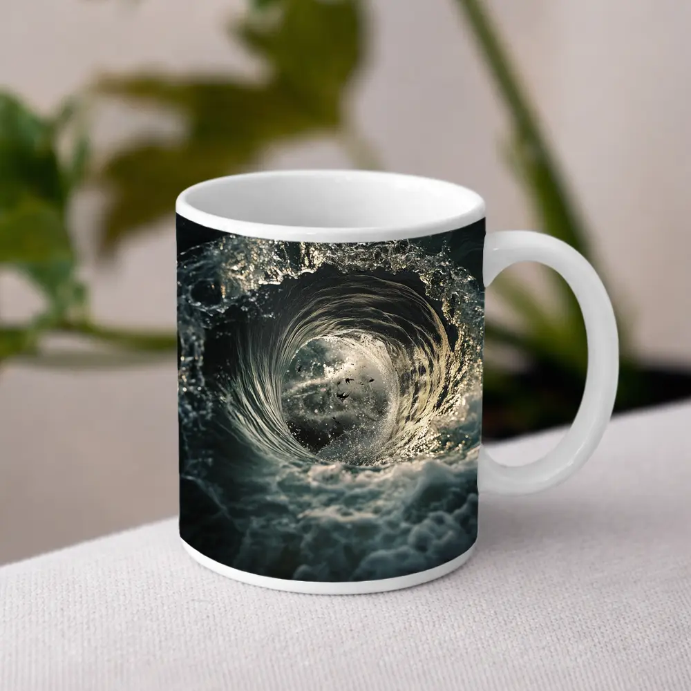 Ocean Wave Tunnel With Birds Inside – Mugs