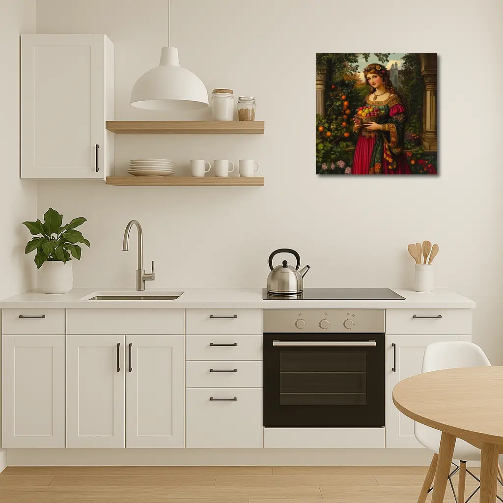 Renaissance Woman Holding Fruit Bowl Garden – Wall Art