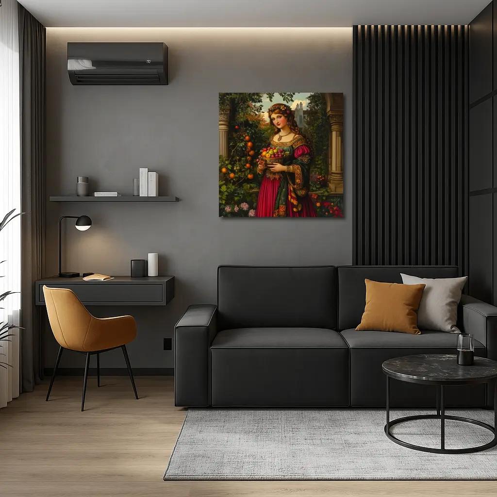Renaissance Woman Holding Fruit Bowl Garden – Wall Art