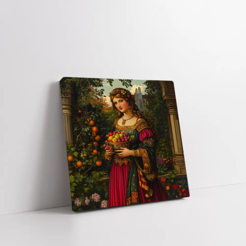 Renaissance Woman Holding Fruit Bowl Garden – Wall Art