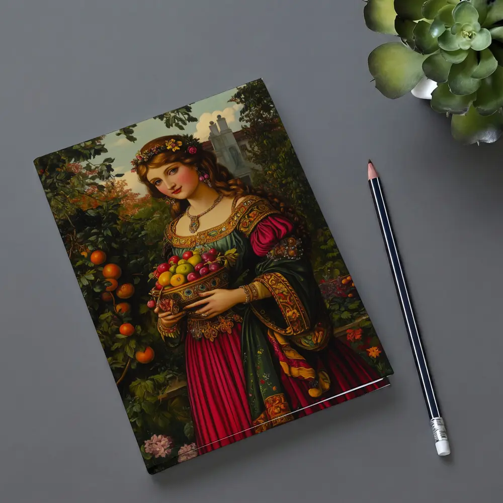 Renaissance Woman Holding Fruit Bowl Garden – Notebooks