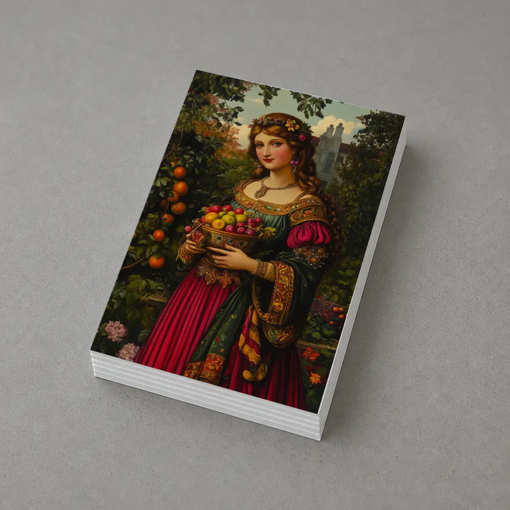 Renaissance Woman Holding Fruit Bowl Garden – Postcards