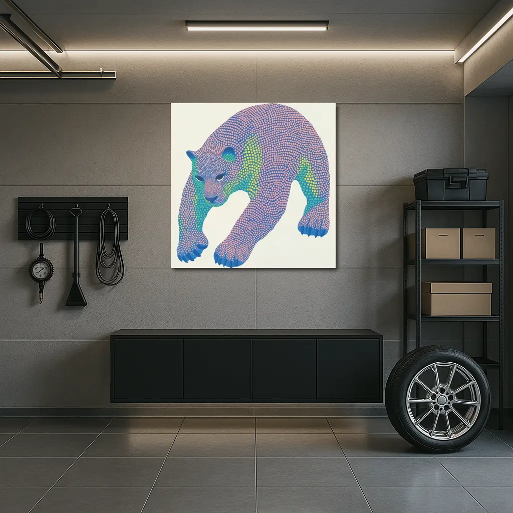 Dotwork Polar Bear Colorful Pointillist Art – Wall Art