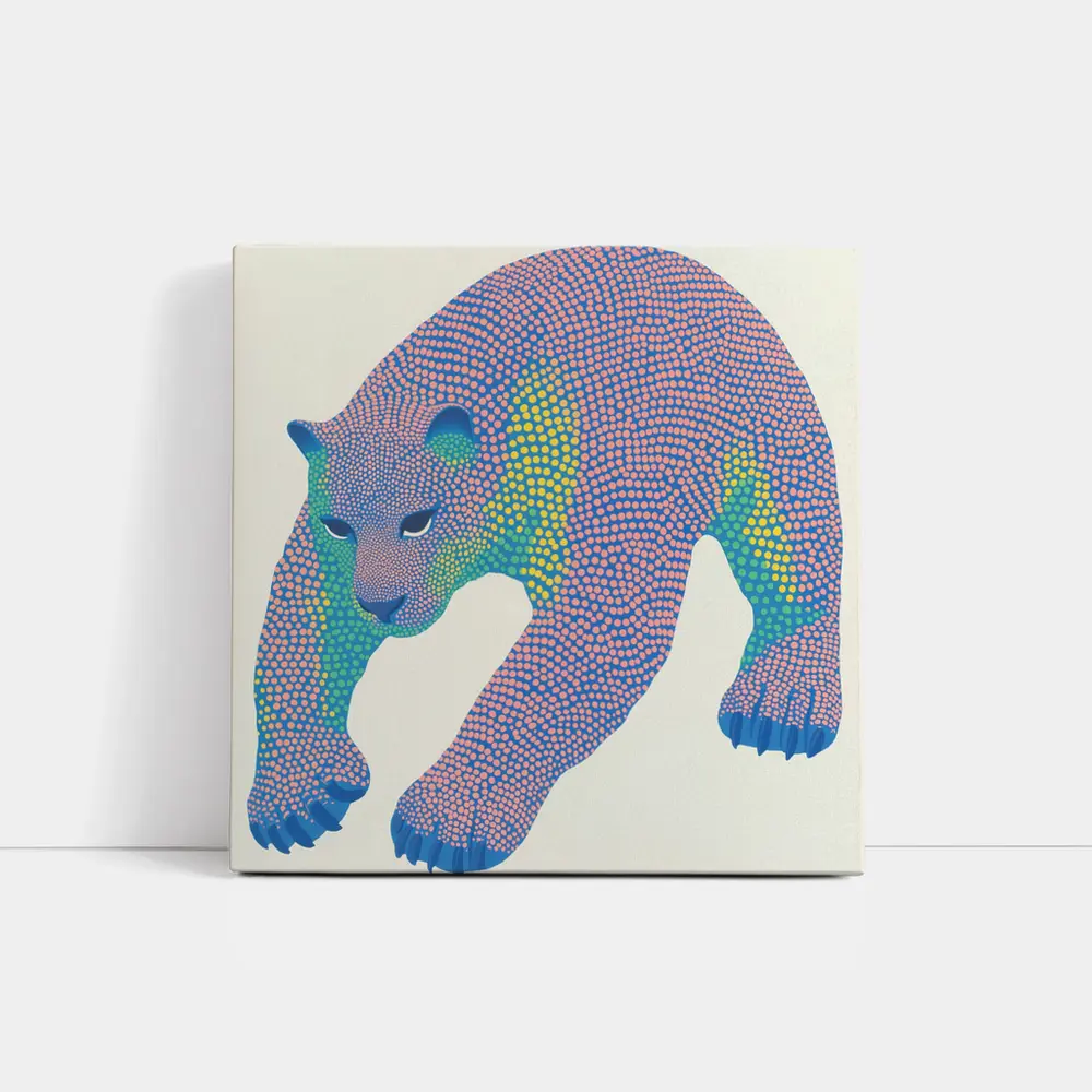 Dotwork Polar Bear Colorful Pointillist Art – Wall Art