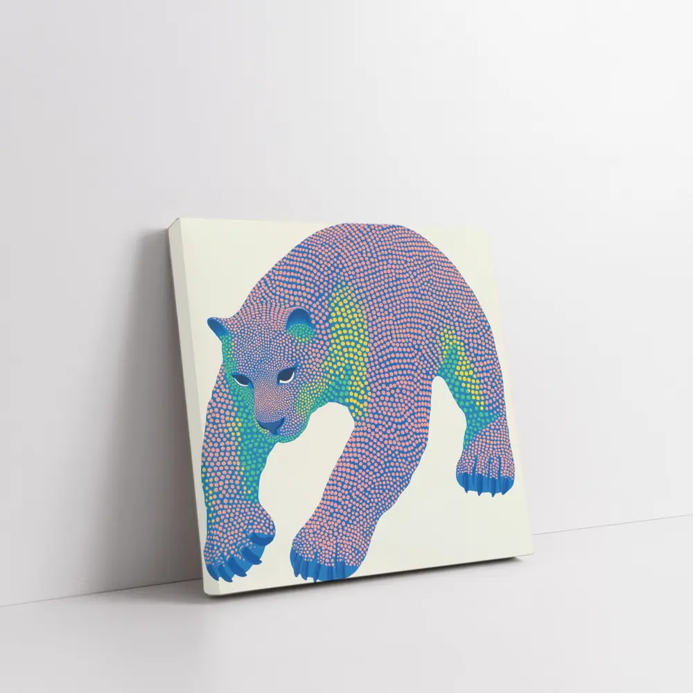 Dotwork Polar Bear Colorful Pointillist Art – Wall Art