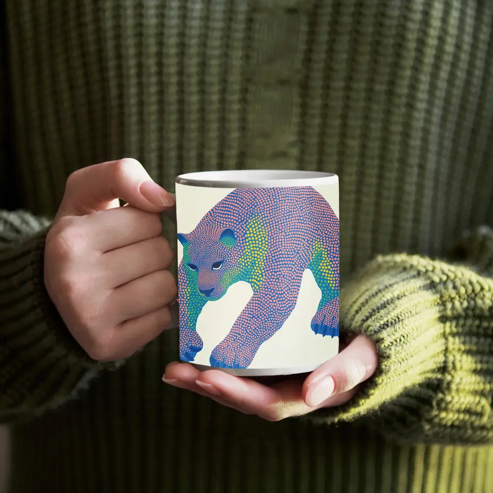 Dotwork Polar Bear Colorful Pointillist Art – Mugs