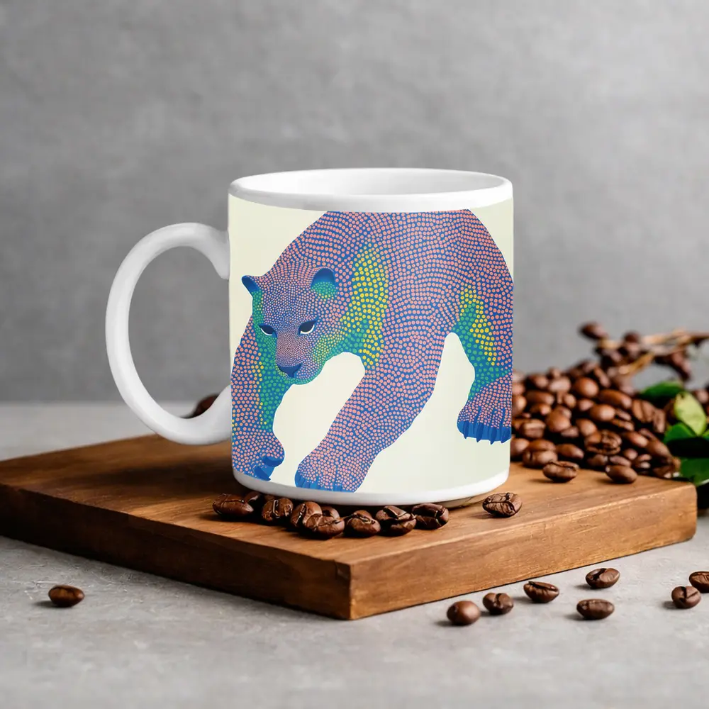 Dotwork Polar Bear Colorful Pointillist Art – Mugs