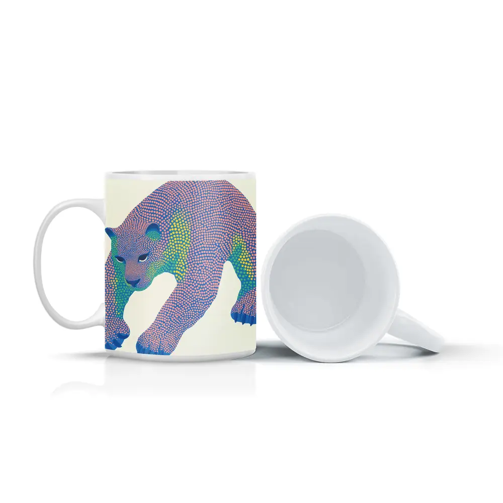 Dotwork Polar Bear Colorful Pointillist Art – Mugs