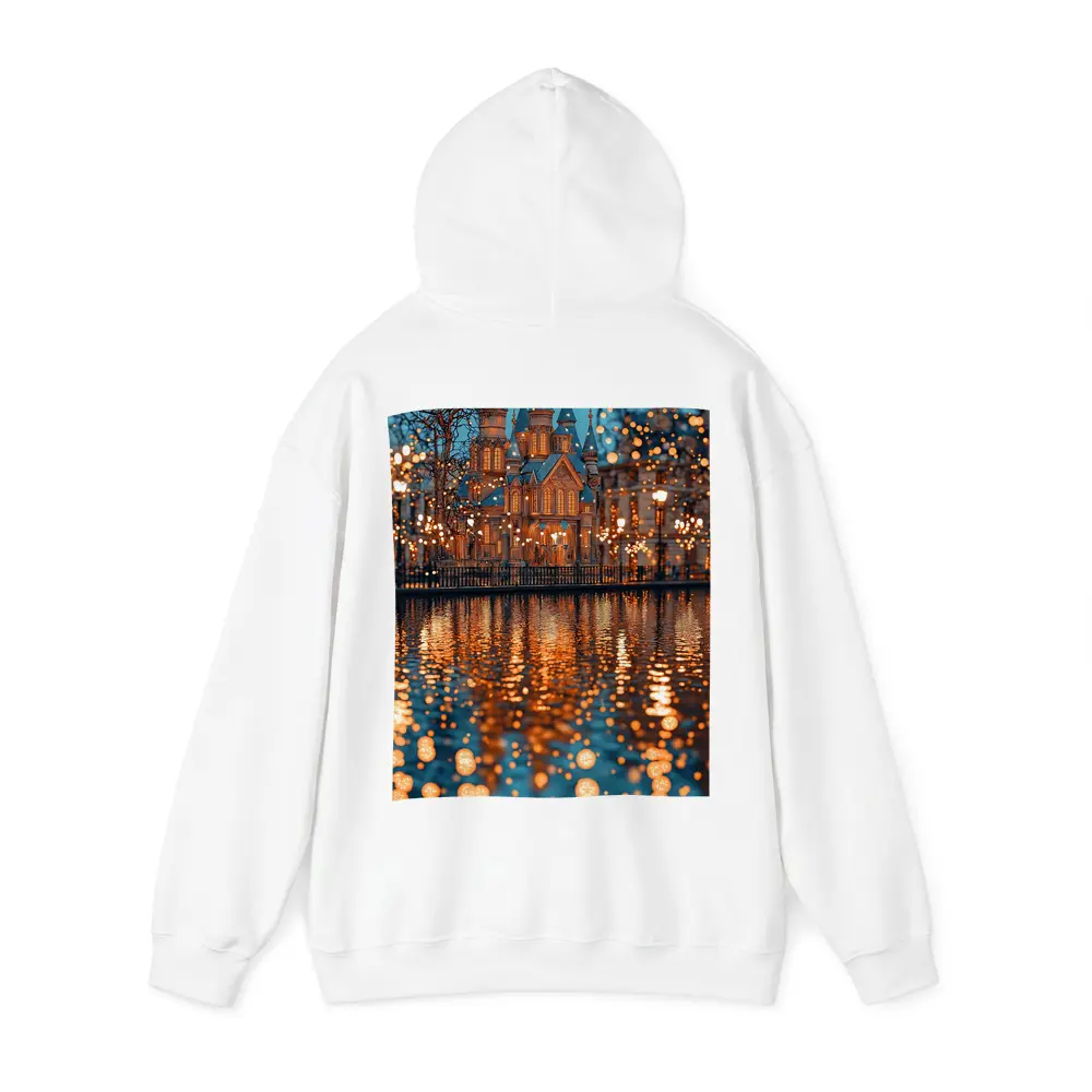 Fairy Tale Castle Glowing Lights Water Reflection – Hoodies