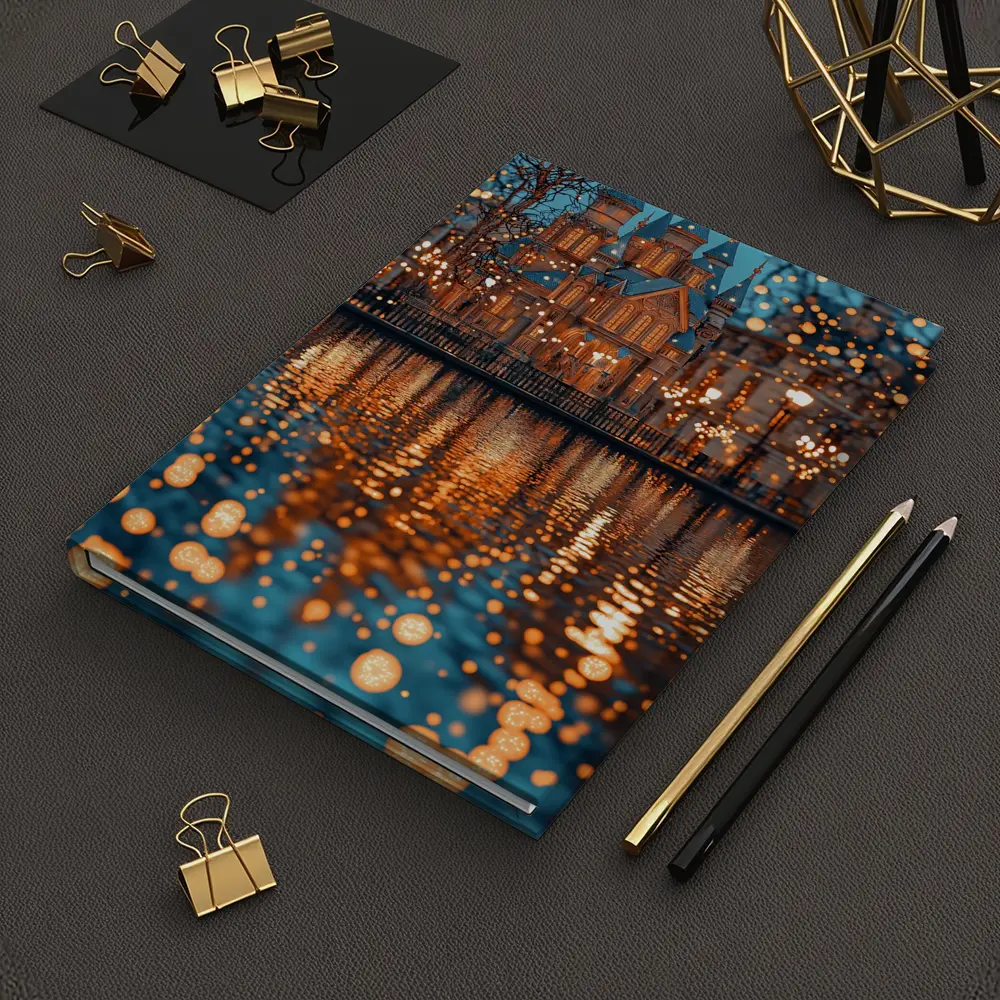 Fairy Tale Castle Glowing Lights Water Reflection – Notebooks