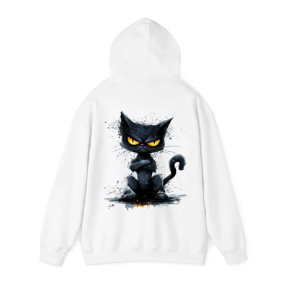 Grumpy Black Cat Ink Splash Art – Hoodies