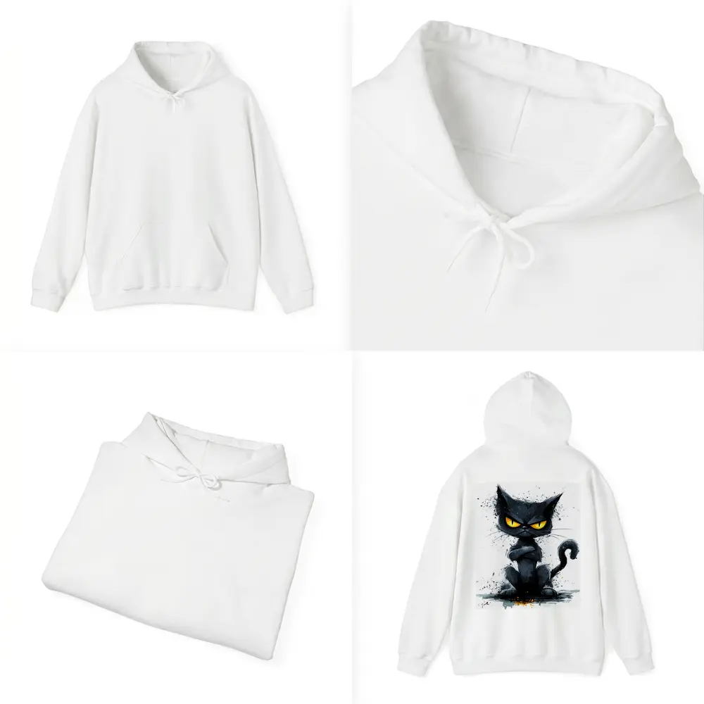 Grumpy Black Cat Ink Splash Art – Hoodies