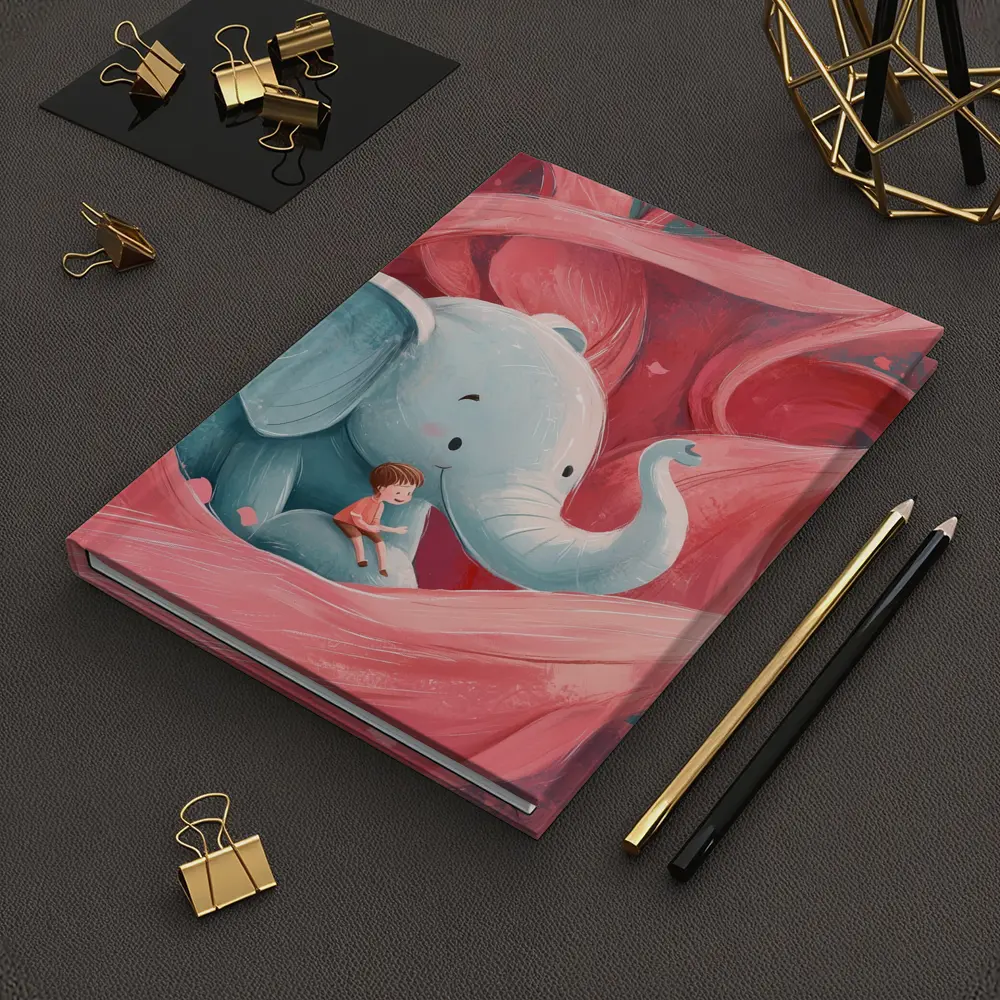 Baby Elephant Boy Pink Swirl Illustration – Notebooks
