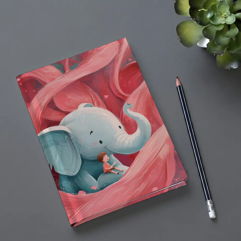 Baby Elephant Boy Pink Swirl Illustration – Notebooks