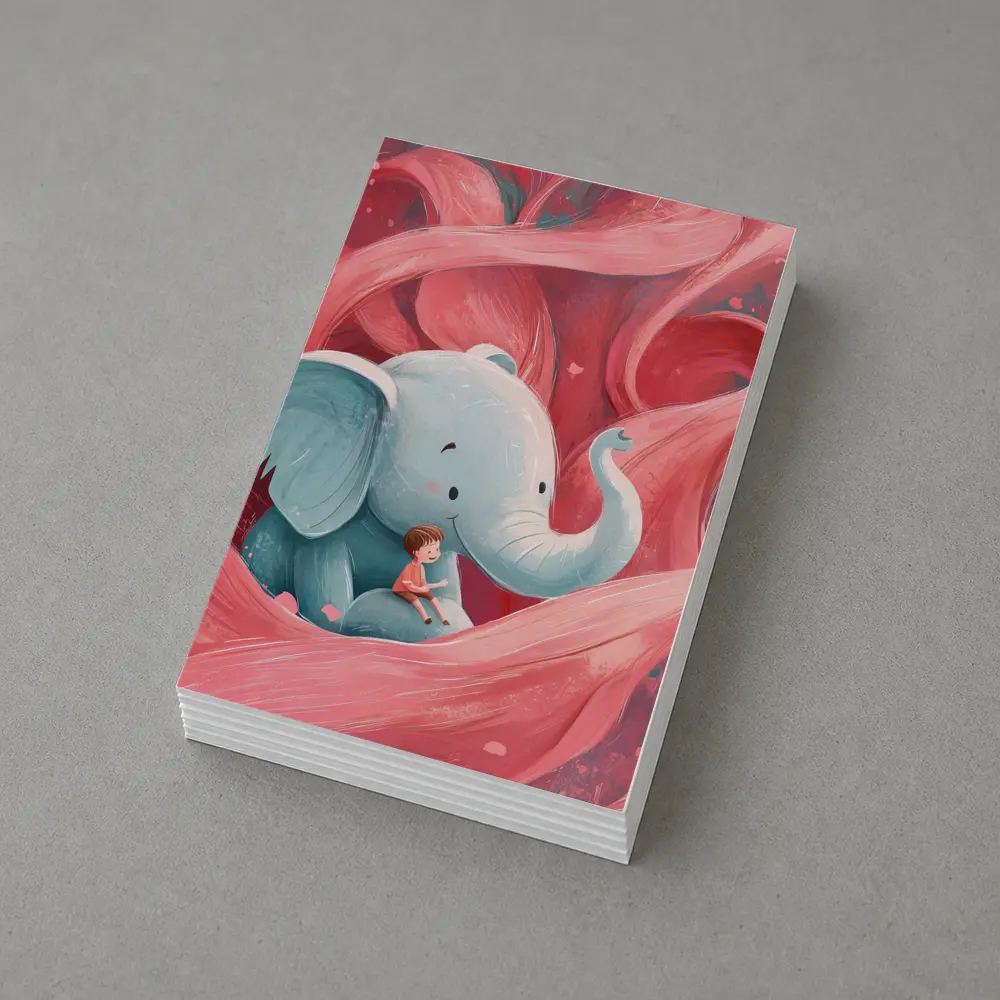 Baby Elephant Boy Pink Swirl Illustration – Postcards