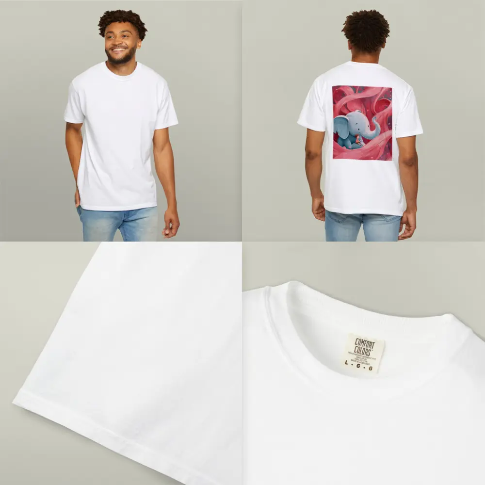 Baby Elephant Boy Pink Swirl Illustration – T-Shirts