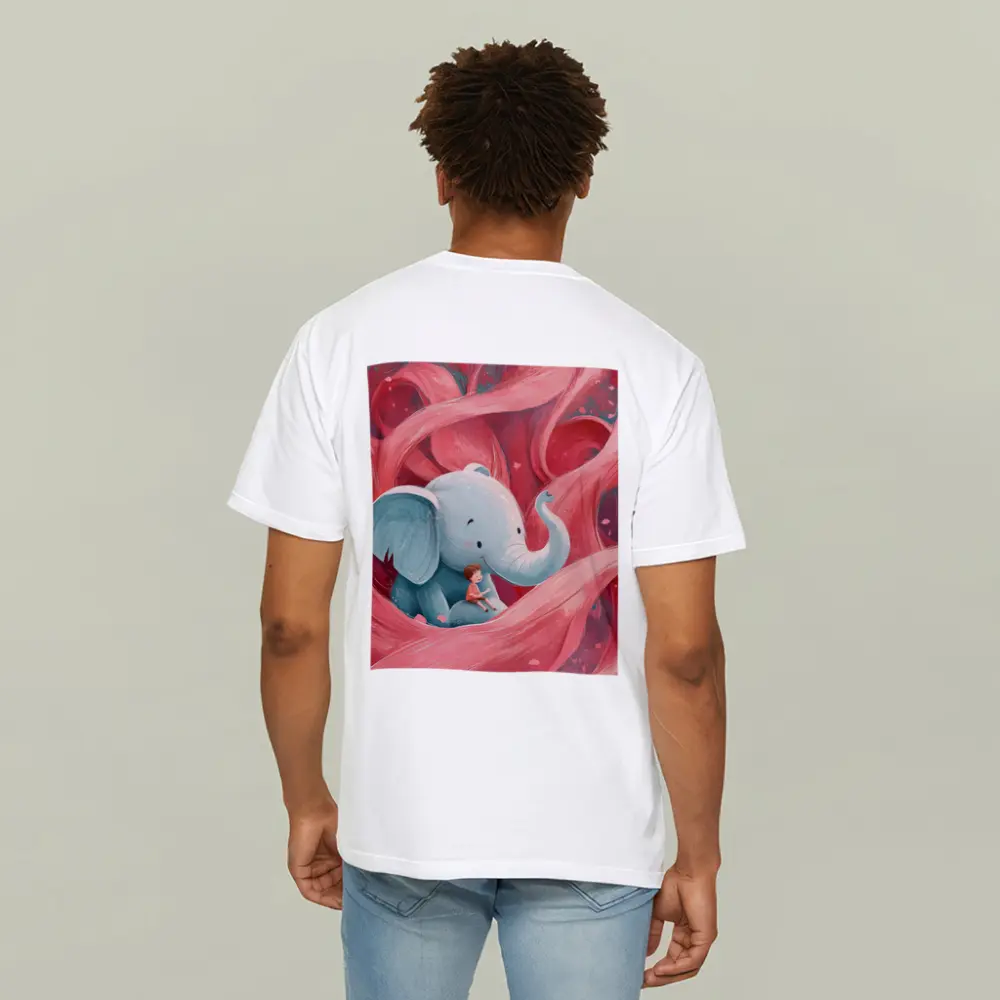 Baby Elephant Boy Pink Swirl Illustration – T-Shirts